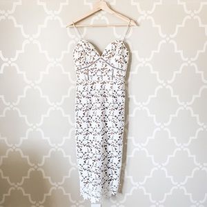 Self-Portrait Floral White Midi Dress Sz 2